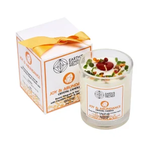 carnelian crystal candle for joy and abundance