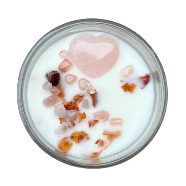 rose quartz crystal candle for love